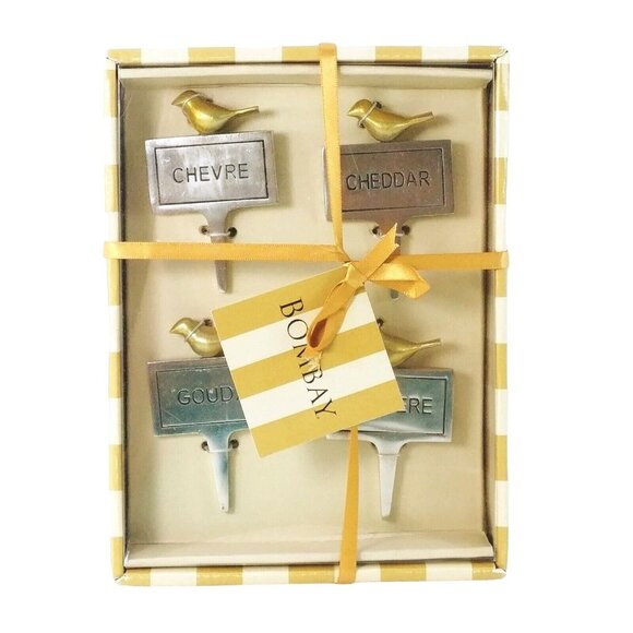 Bombay Cheese Marker Set With Bird Accents Cheddar Gruyere Gouda Chevre Orig Box - Picture 1 of 8